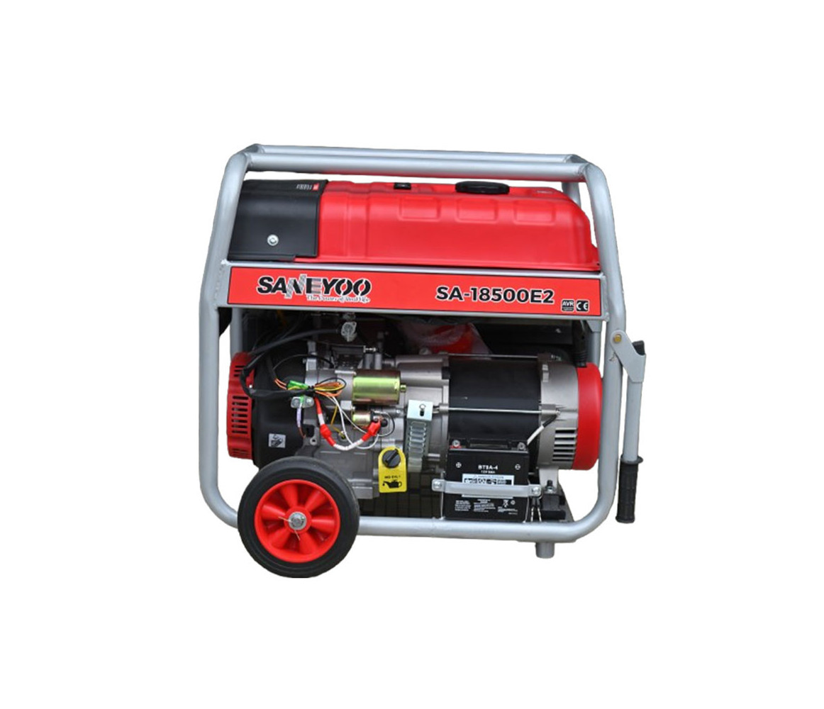 GASOLINE GENERATOR YP-18500E2 8.0-8.3KW KEY START WITH WHEELS AND HANDLE - SANEYOO